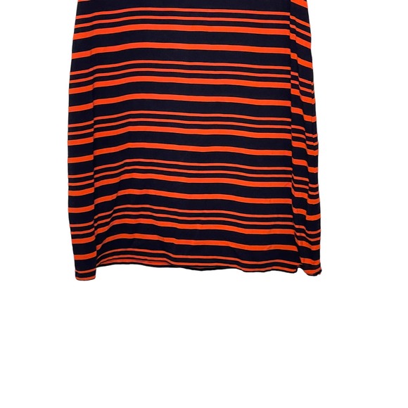 Cremieux Women's Sheath Dress Sleeveless Stretch Striped Orange Navy‎ Blue Small - Picture 4 of 8